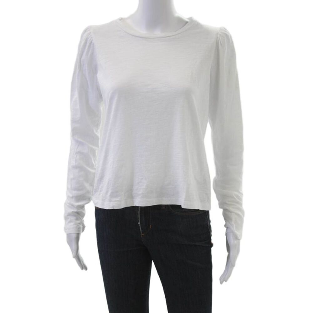 The Westside Women White Cotton Jersey Long Sleeve T-Shirt Size M